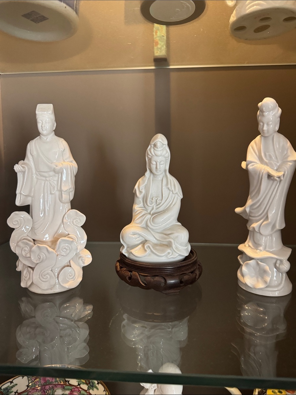 White Porcelain Asian Figurine Set - Trio